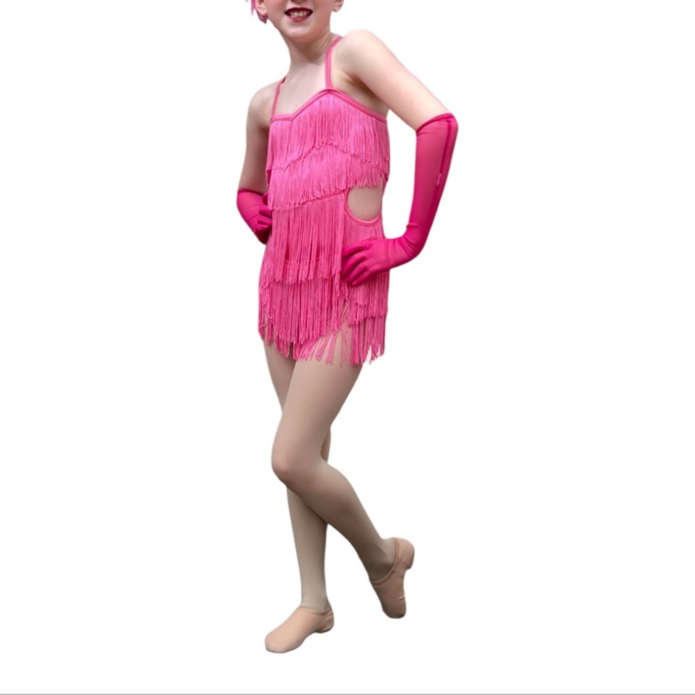 Weissman- Girls Vibrant Pink Fringe Dance Costume-See Me Now (C.U.T)- size MC - Picture 5 of 5